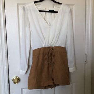 Brown and white romper